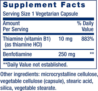 Life Extension Mega Benfotiamine 250 mg, 120 – Contribuye a la función psicológica normal. – Image 3