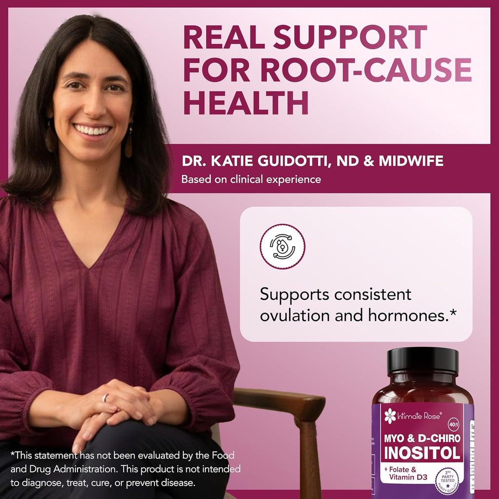 Intimate Rose Myo-Inositol & D-Chiro Inositol con Folato y Vitamina D - 120 Cápsulas (30 Días)