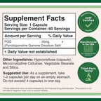 PQQ 20 mg - 60 Cápsulas - Complemento Alimenticio para la Energía y el Sueño