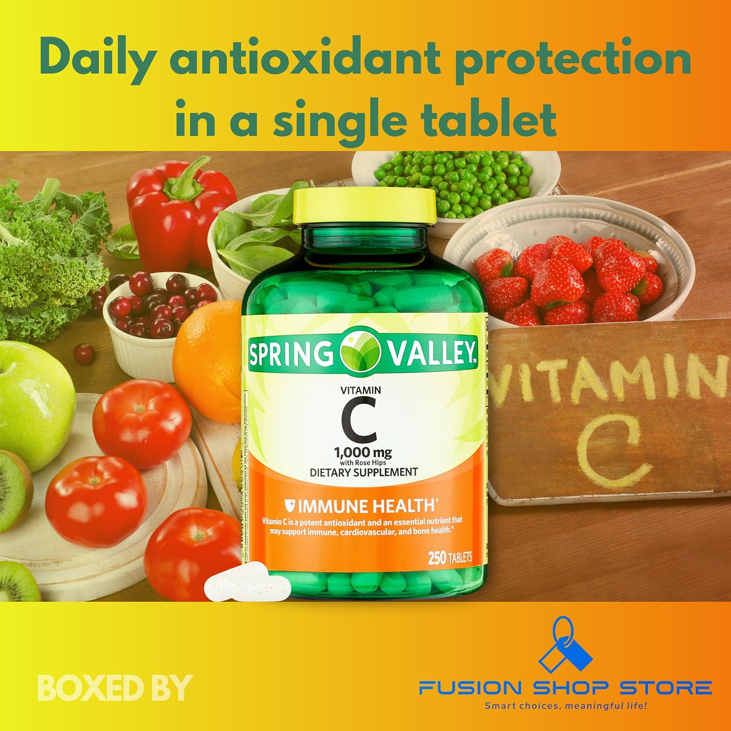 Vitamina C 1000 mg con Escaramujo, 250 Comprimidos
