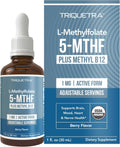 Organic Methyl Folate 1000 mcg + Methyl B12 Cofactor – Metilfolato Activo 5-MTHF, Sabor Baya Orgánica, Líquido Sublingual (1 oz)