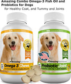 Combo Omega-3 y Probióticos para Perros, 120 Masticables x 2
