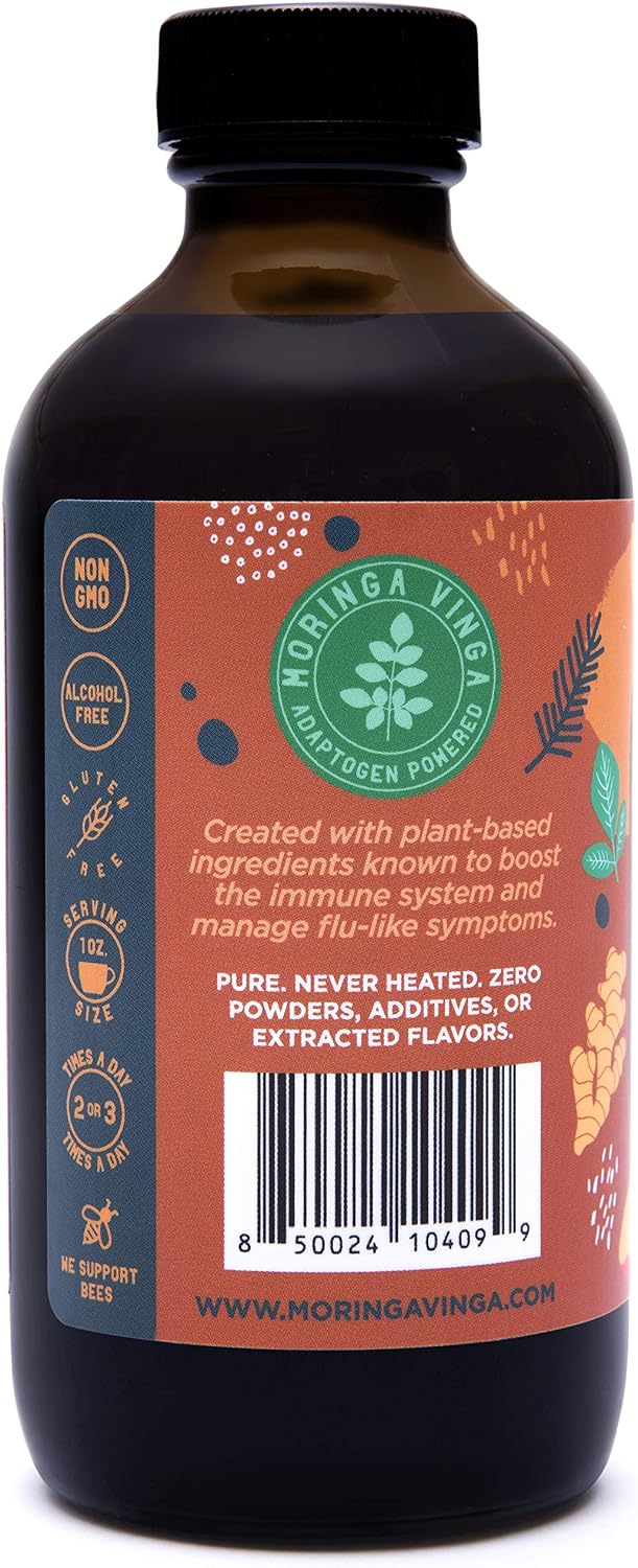 VINGA Lava - Fire Cider de Vinagre de Manzana Crudo con Moringa Oleifera, 240 ml