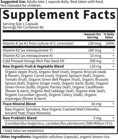Garden of Life, Raw Vitamin Code K Complex Organic, 60 Cápsulas Vegetales – Image 2