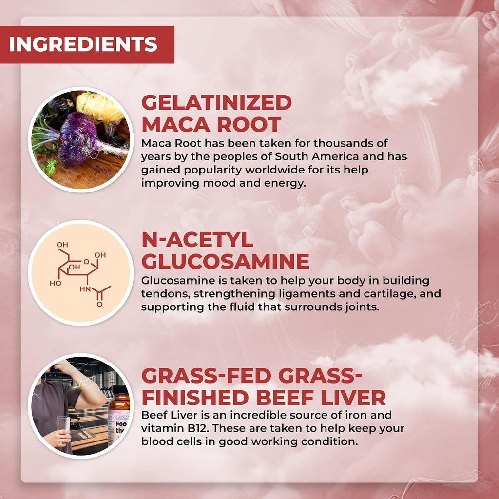 Santa Cruz Paleo, Food of the Gods Suplemento de Órganos de Vacuno Alimentado con Pasto para Hombres y Mujeres, con Colágeno, Maca, Colostro, Caldo de Huesos, Hierro, Vitamina B12, Sin Gluten, Keto, 30 Dosis