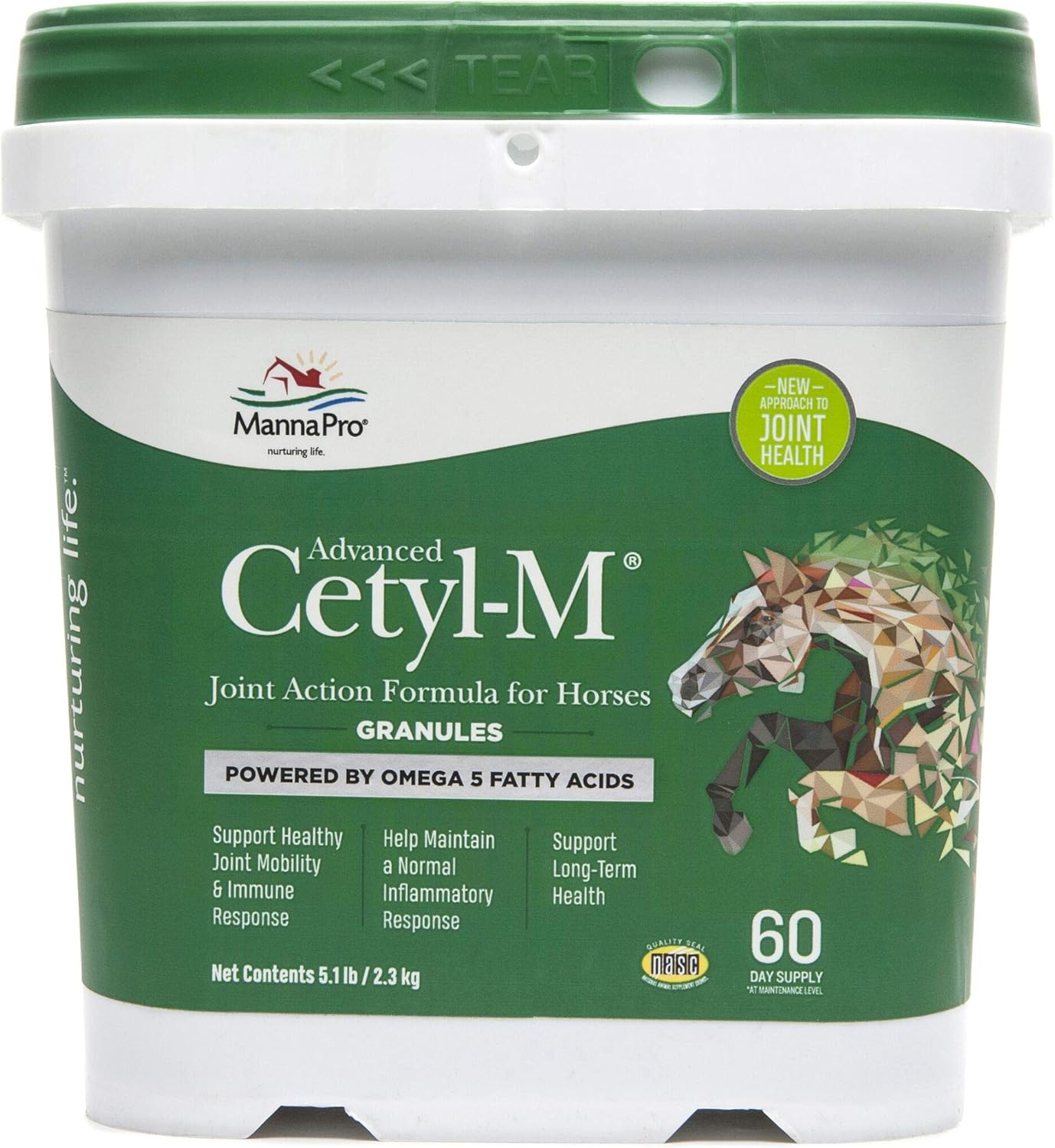 Manna Pro Cetyl-M Suplemento Articular para Caballos con Omega 5, 5.08 kg