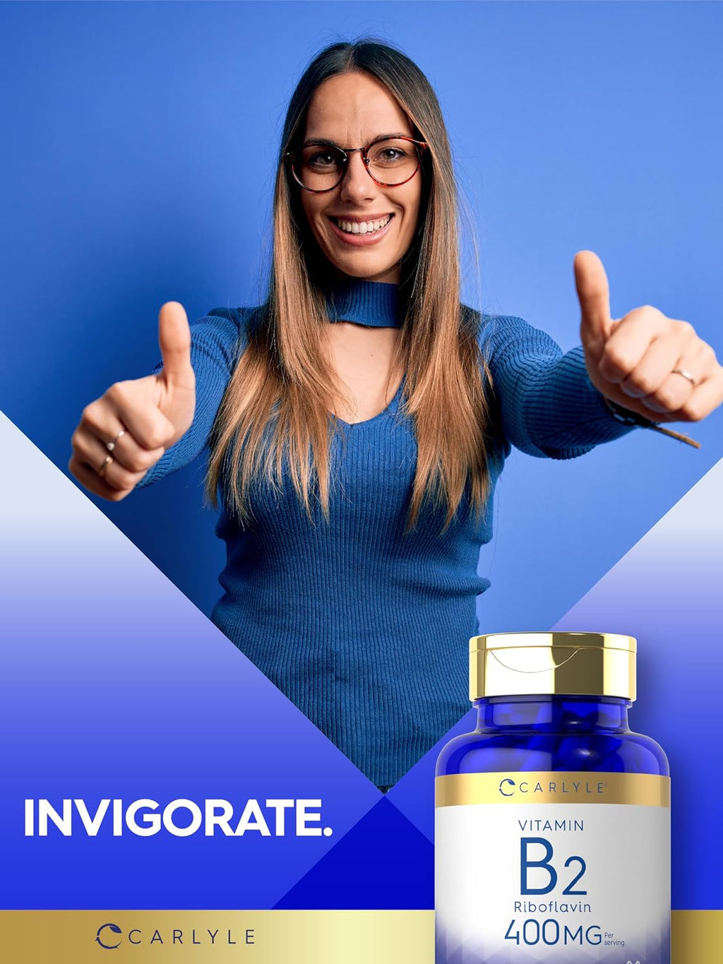Carlyle Vitamina B-2 400 mg | 180 Cápsulas | Suplemento No Transgénico, Sin Gluten | B2 Riboflavina