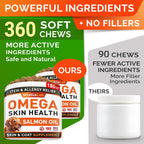 STRELLALAB Omega 3 para Perros - 360 Chews de Aceite de Salmón - Suplemento para Piel, Pelaje y Articulaciones