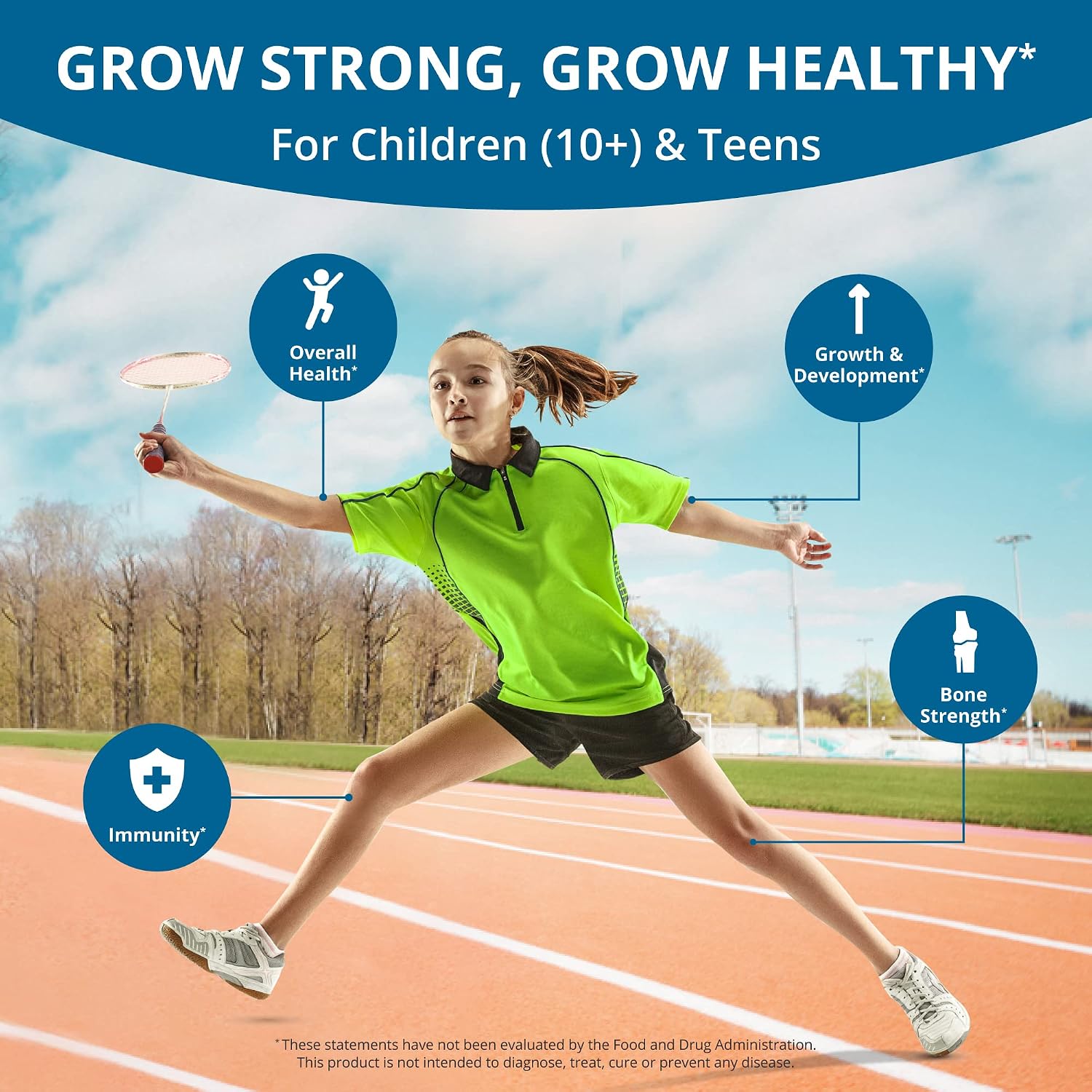 NuBest Grow Power - Complemento de Calcio, Magnesio con Vitamina D3, B6, Zinc, Fósforo y Multivitamínico para Huesos Fuertes, Salud General para Mayores de 10 Años | Pack de 3