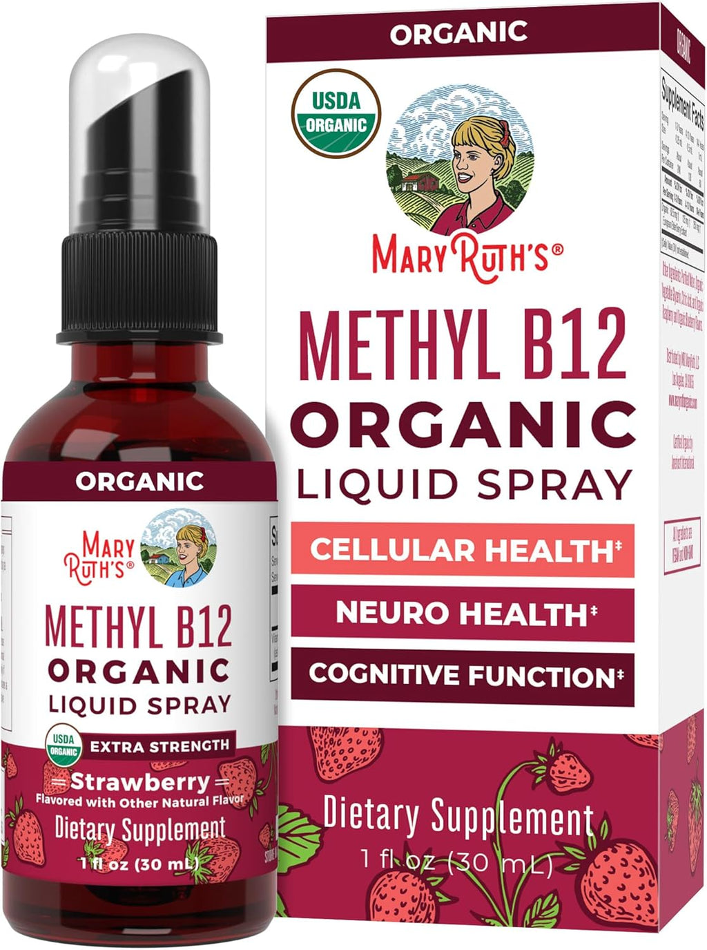 MaryRuth's Spray Orgánico de Vitamina B12 Metilcobalamina - 1500 mcg - 30 ml