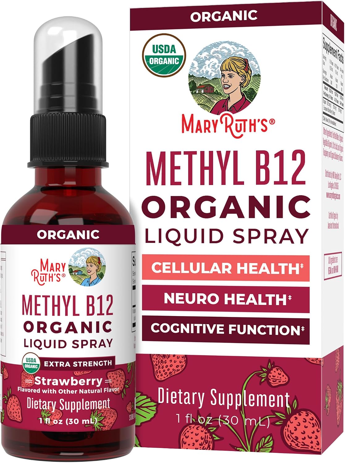 MARYRUTH'S Vitamin B12 Liquid Spray | 720 mcg | Metilcobalamina | USDA Orgánico | Vegano | Sin Gluten | 1 Fl Oz