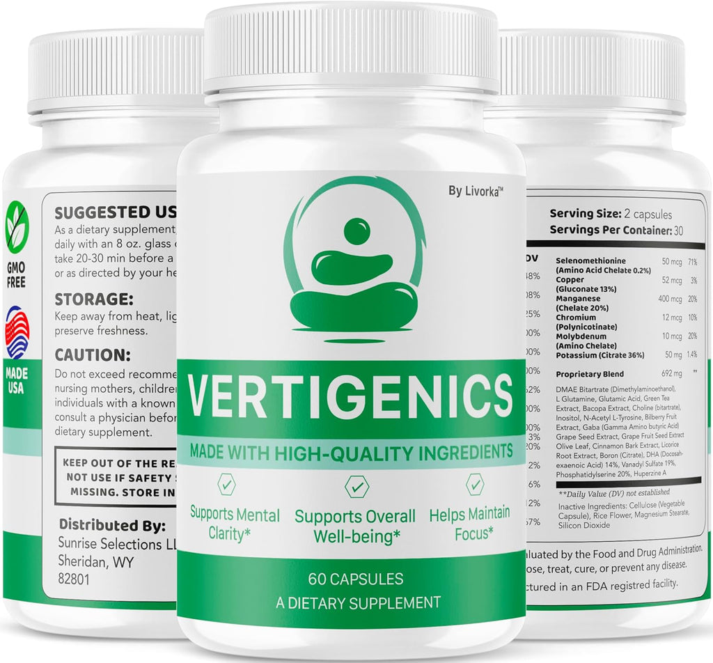 Vertigenics Cápsulas (Pack de 2) - Suplemento Avanzado para la Salud Cerebral, Fórmula Natural, 120 Cápsulas para 2 Meses