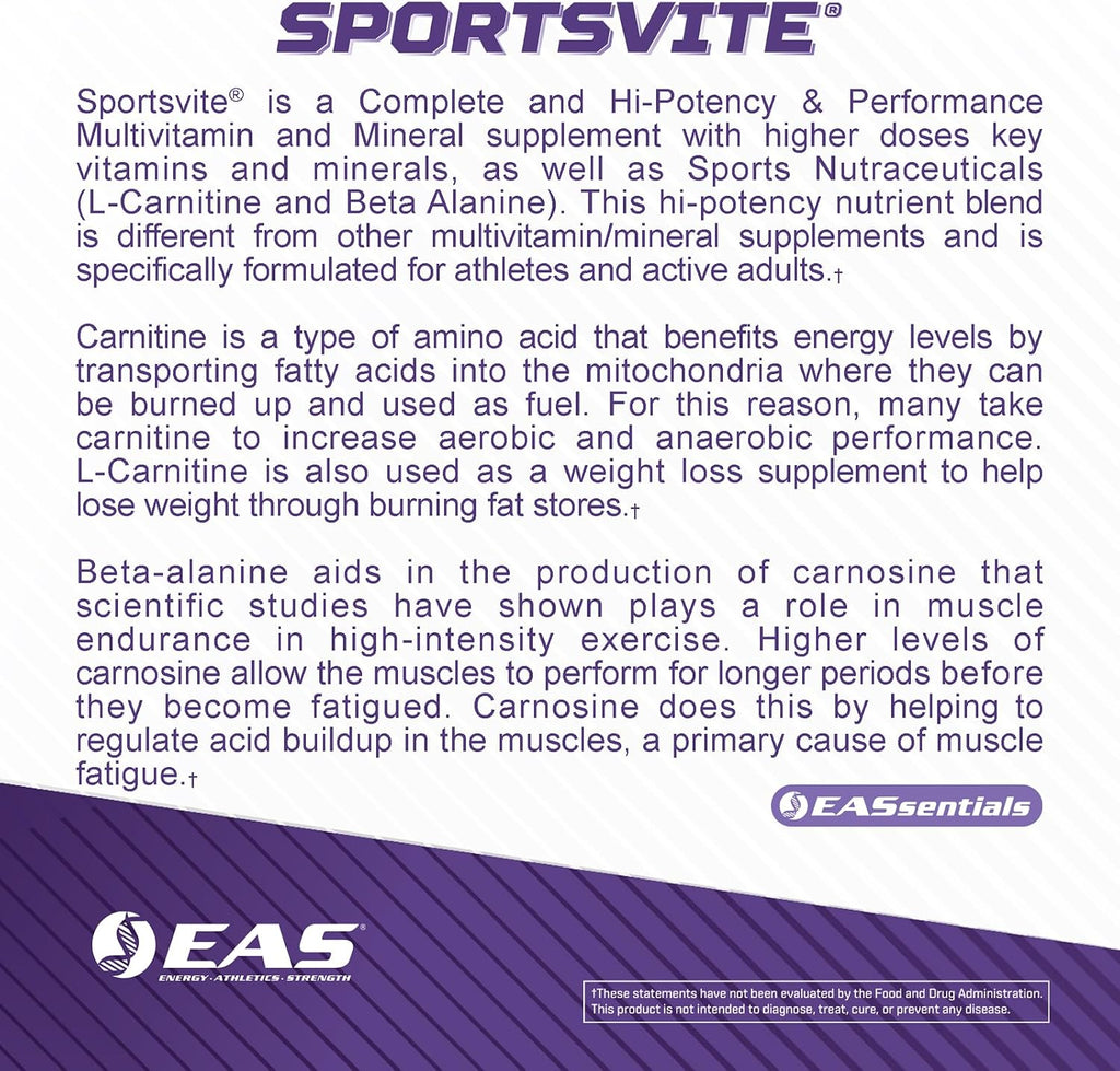 EAS SportsVite Multivitamínico de Alta Potencia para Deportistas