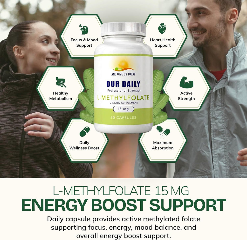 Our Daily Vites L-Methylfolate 15mg – Metilfolato Activo 5-MTHF, 90 Cápsulas