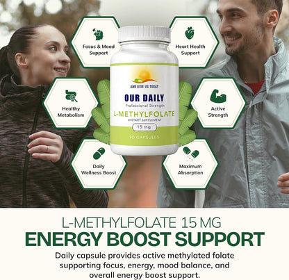 Our Daily Vites L-Methylfolate 15mg – Metilfolato Activo 5-MTHF, 90 Cápsulas – Image 4