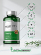 Horbäach Extracto de Avena Sativa | 200 Cápsulas | Paja de Avena | No-GMO, Sin Gluten