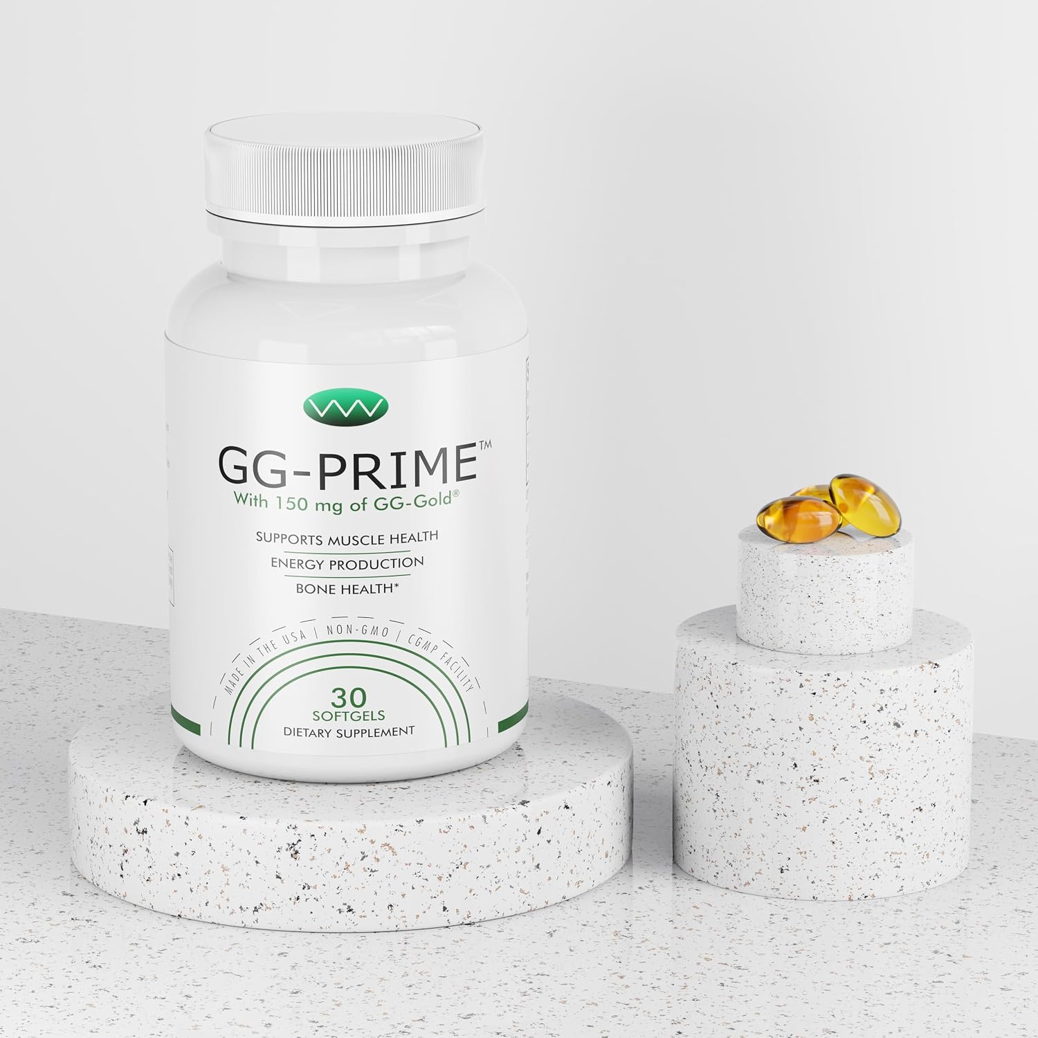 GG-Prime™ Geranylgeraniol 150 mg – GG-Gold® de Annatto – Apoya la producción de CoQ10, salud muscular y ósea – 30 cápsulas blandas