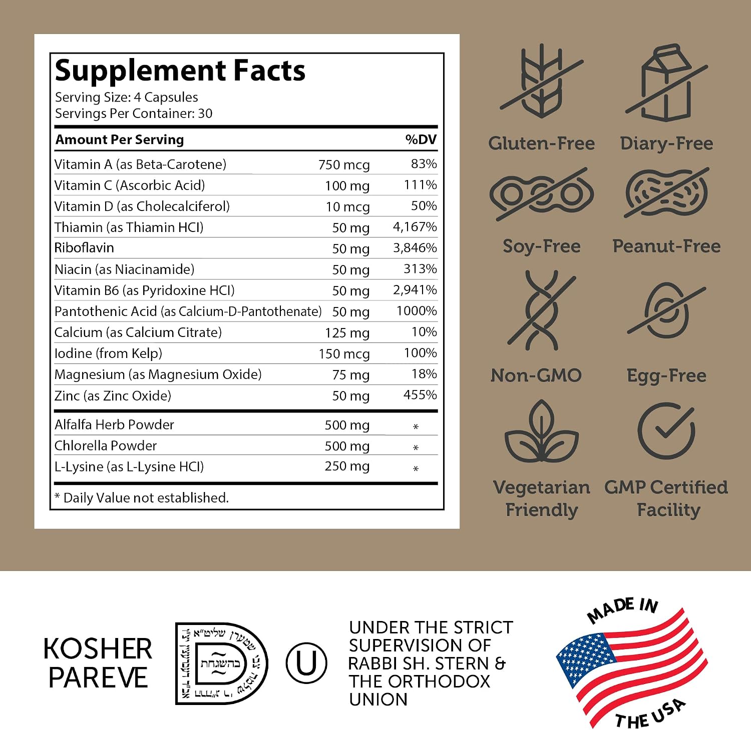 Zahler Height Factor - Suplemento de Crecimiento con Vitaminas y Minerales (120 Cápsulas)