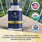Balanced Vibe Brain Supplement 8 in 1 con Lion's Mane, Bacopa, Rhodiola, Ginkgo para Memoria, Enfoque y Claridad Mental, Sin Estimulantes, Vegano, 90 Cápsulas