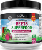 Polvo de Raíz de Remolacha BioSchwartz con Vitamina C y Superalimentos Orgánicos - 30 Servicios
