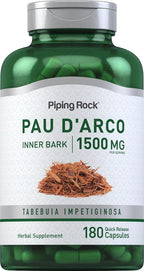 Piping Rock Pau D'Arco Cápsulas | 1500 mg | 180 Comprimidos | Corteza Interna