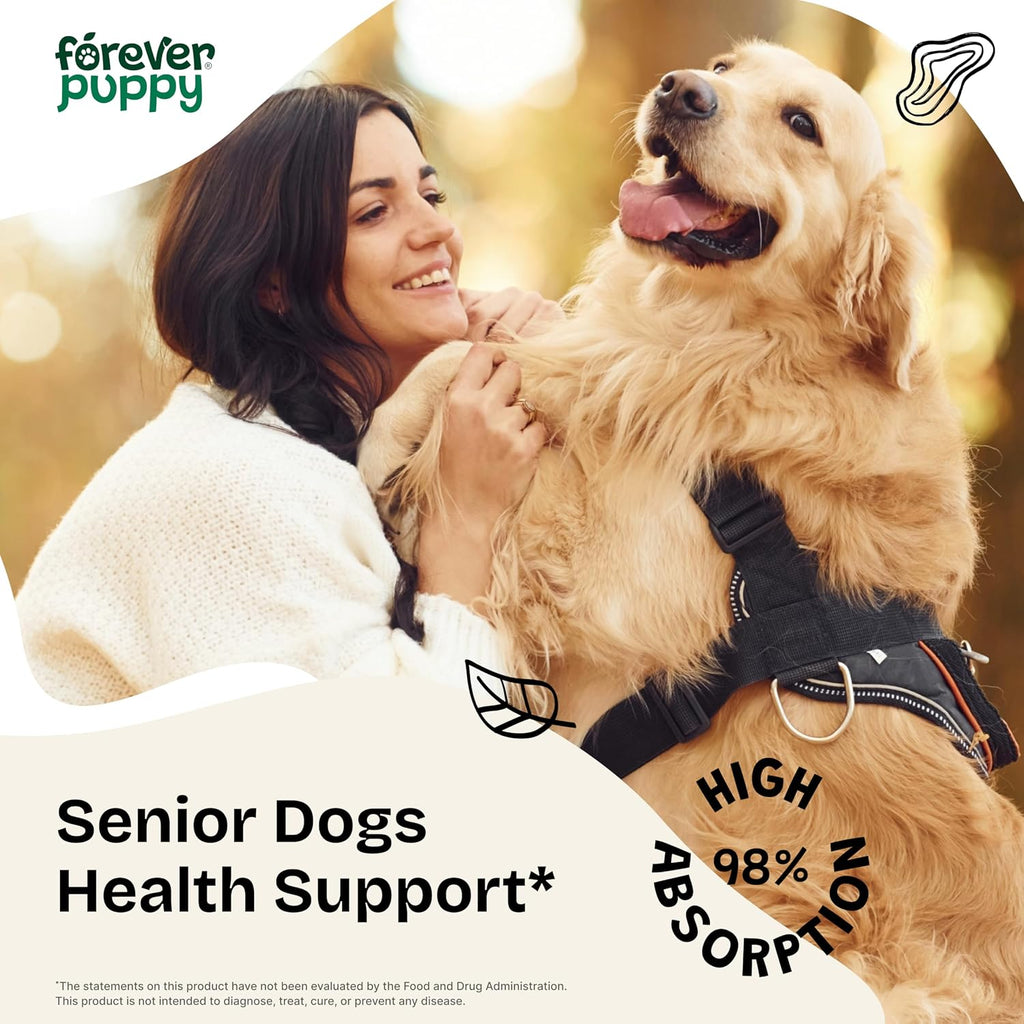 Forever Puppy Senior Dogs Drops - Complejo de apoyo inmunológico y cerebral para perros mayores de todas las razas y tamaños - Vitaminas y suplementos para mascotas mayores - Suplementos alimenticios - 59 ml