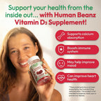 Human Beanz Vitamin D3 Gominolas Jelly Bean, 2000 IU, 120 Gominolas (Sabor Fresa)