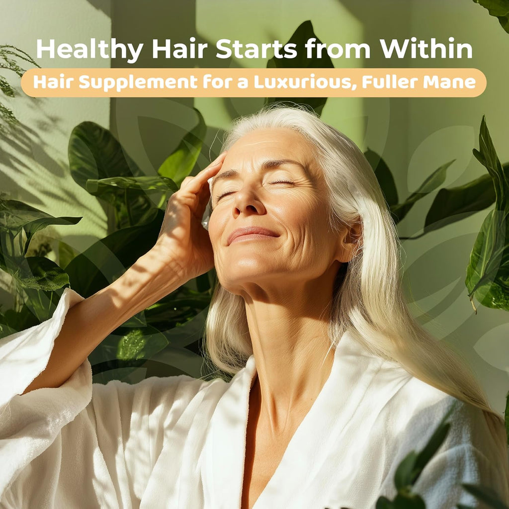 HairVive Suplemento de Crecimiento Capilar para Mujeres - Acelerador de Crecimiento del Cabello con Biotina, Colágeno y Saw Palmetto - Sabor a Tarta de Manzana 96g