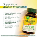 MegaFood Baby & Me 2 Vitaminas Prenatales con Folato, Colina y Hierro - 120 Comprimidos (60 Dosis)
