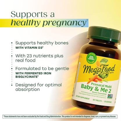 MegaFood Baby & Me 2 Vitaminas Prenatales – La colina contribuye al metabolismo normal de la homocisteína y al – Image 5