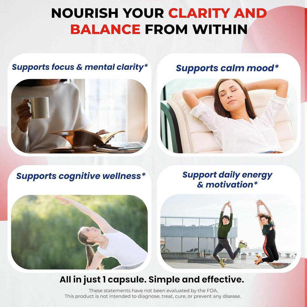 Dopamine Focus - Suplemento con Ashwagandha, 5-HTP, Rhodiola, L-Theanina y Vitaminas B