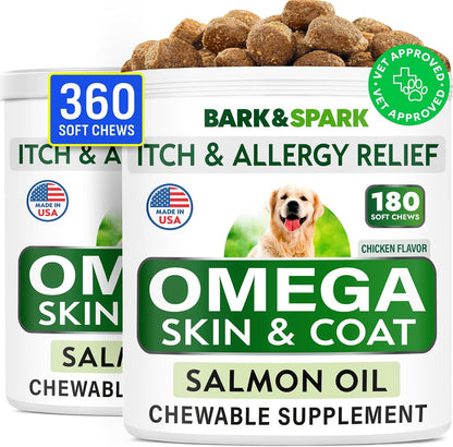 BARK&SPARK Omega 3 para Perros - 360 Golosinas de Aceite de Salmón con EPA y DHA - Suplemento para la Piel, el Pelaje y las – Image 10
