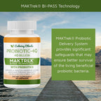 CALMING BLENDS Probiótico, 40 Mil Millones UFC, Sistema de Liberación Bi-Pass, Estable en Estante, 60 Cápsulas Vegetales