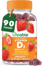 Lifeable Vitamin D3 Gummies 5000 IU - 90 Gominolas para Adultos