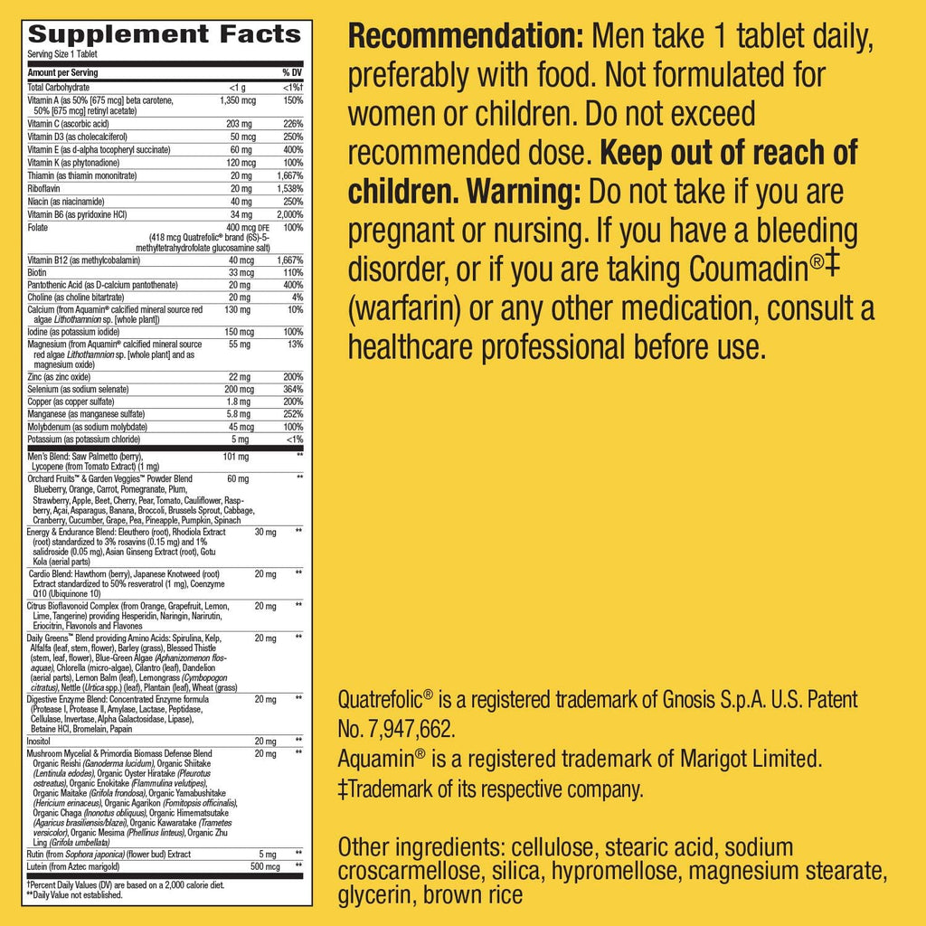 Nature's Way Alive Once Daily Men's Multi Ultra Potency Tablets, 60 Comprimidos