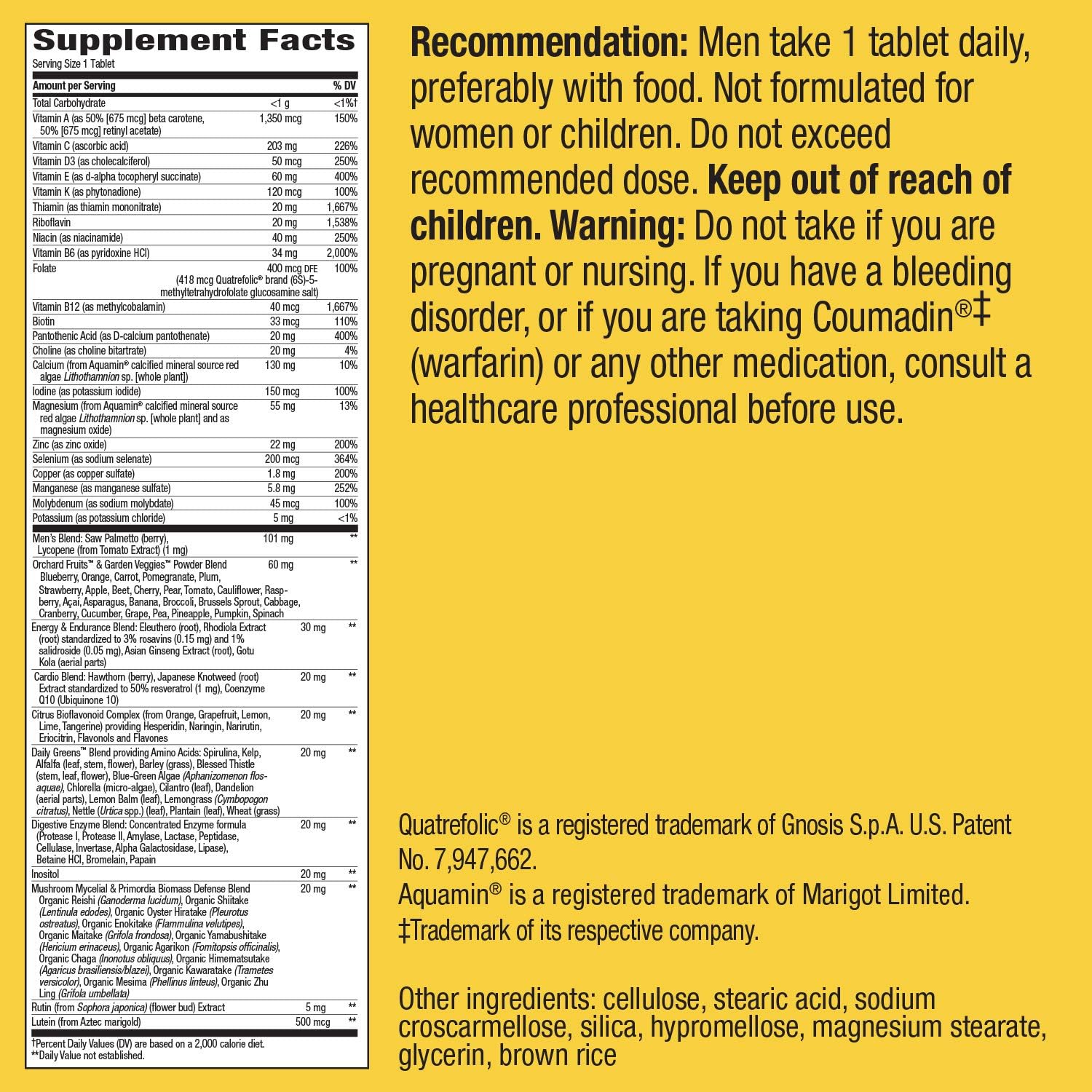 Nature's Way Alive Once Daily Men's Multi Ultra Potency Tablets, 60 Comprimidos
