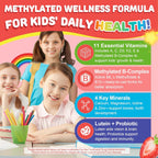 Neviss Multivitamínico Infantil en Gominolas + Calcio, Probióticos, Vitamina D3, C, B12 Metilada y Metilfolato - 60 Gominolas