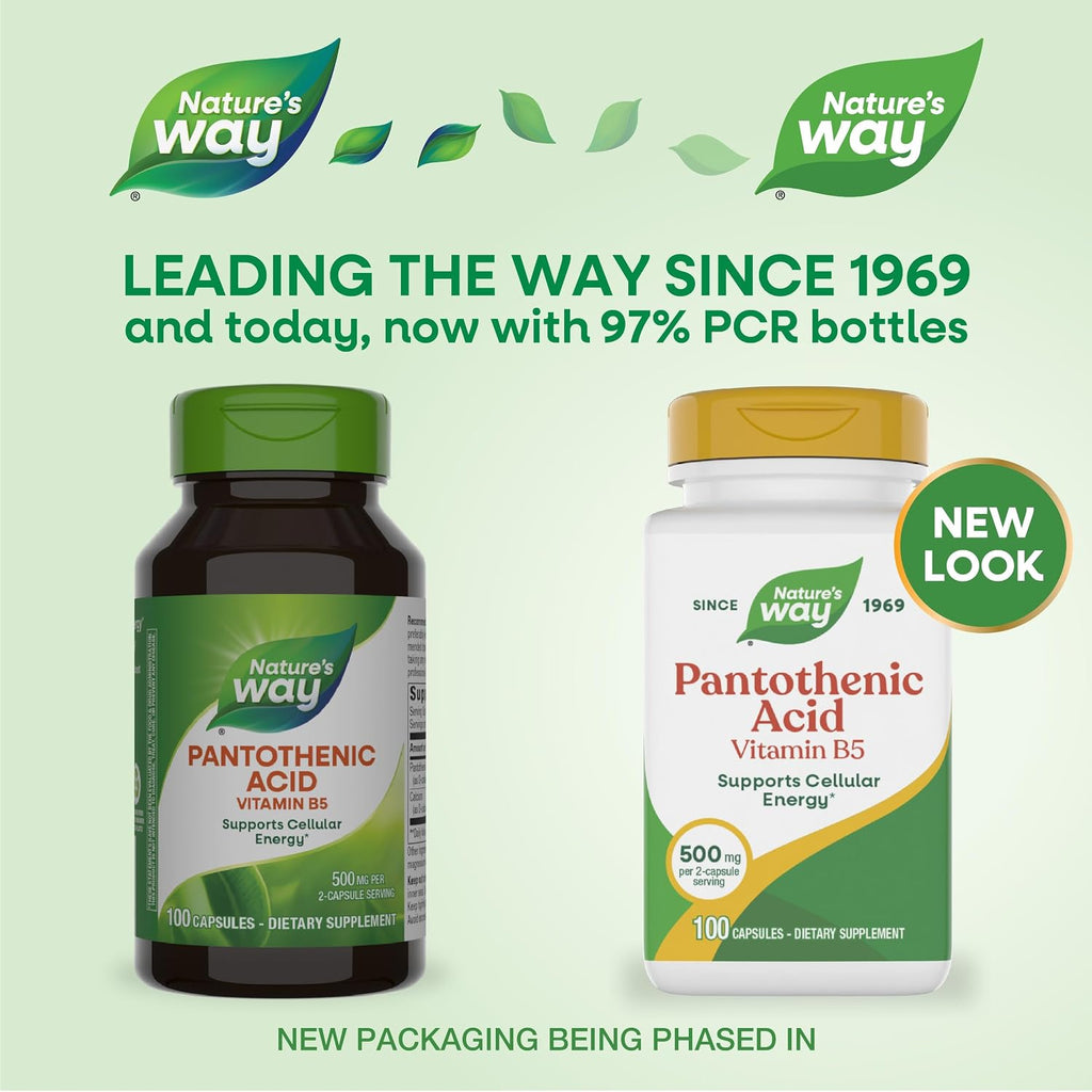 Nature's Way Ácido Pantoténico (Vitamina B5) 500mg, 100 Cápsulas