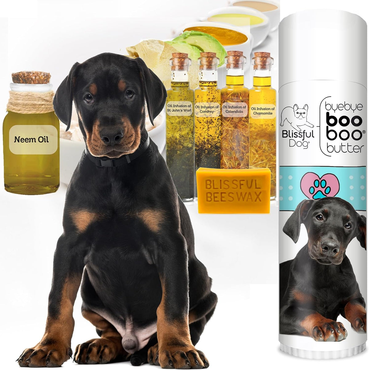 The Blissful Dog Doberman Pinscher Boo Boo – Aceite de oliva, ricino, aguacate, almendra y coco: proporcionan – Image 2