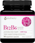 Youtheory B12B6 - Vitamina B12 y B6 - Apoya el Estado de Ánimo, Sistema Nervioso y Metabolismo - Sin Lácteos, Soja ni Gluten - 60 Cápsulas