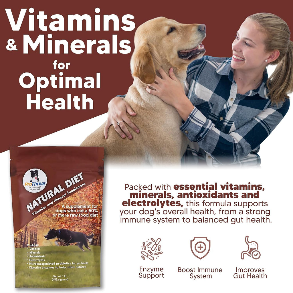 ProThrive Suplemento vitamínico para perros - Dieta natural, 454 g