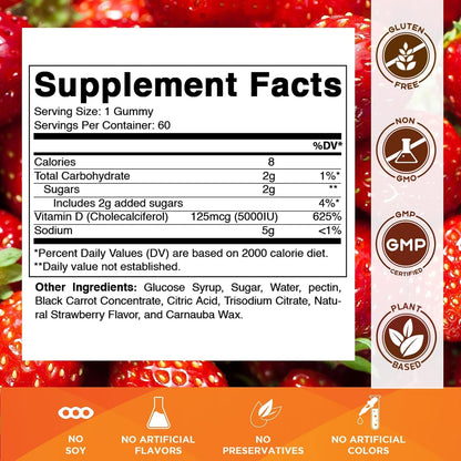 Vitamatic Gominolas de Vitamina D3 (5000 IU) – Mantenimiento de huesos y dientes: Favorece el mantenimiento de los – Image 2