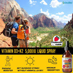 Vitamin D3 K2 5,000 IU Liquid Spray with Organic MCT Oil, Vitamin A (Retinol) 1250mcg, K2 (MK4, MK7) Promotes Heart, Bones, Immune System. 100% Vegan, Non-GMO, No Sugar Added (2oz) (Strawberry)