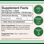 Huperzina A 200 mcg, 120 Comprimidos - Suplemento Cognitivo