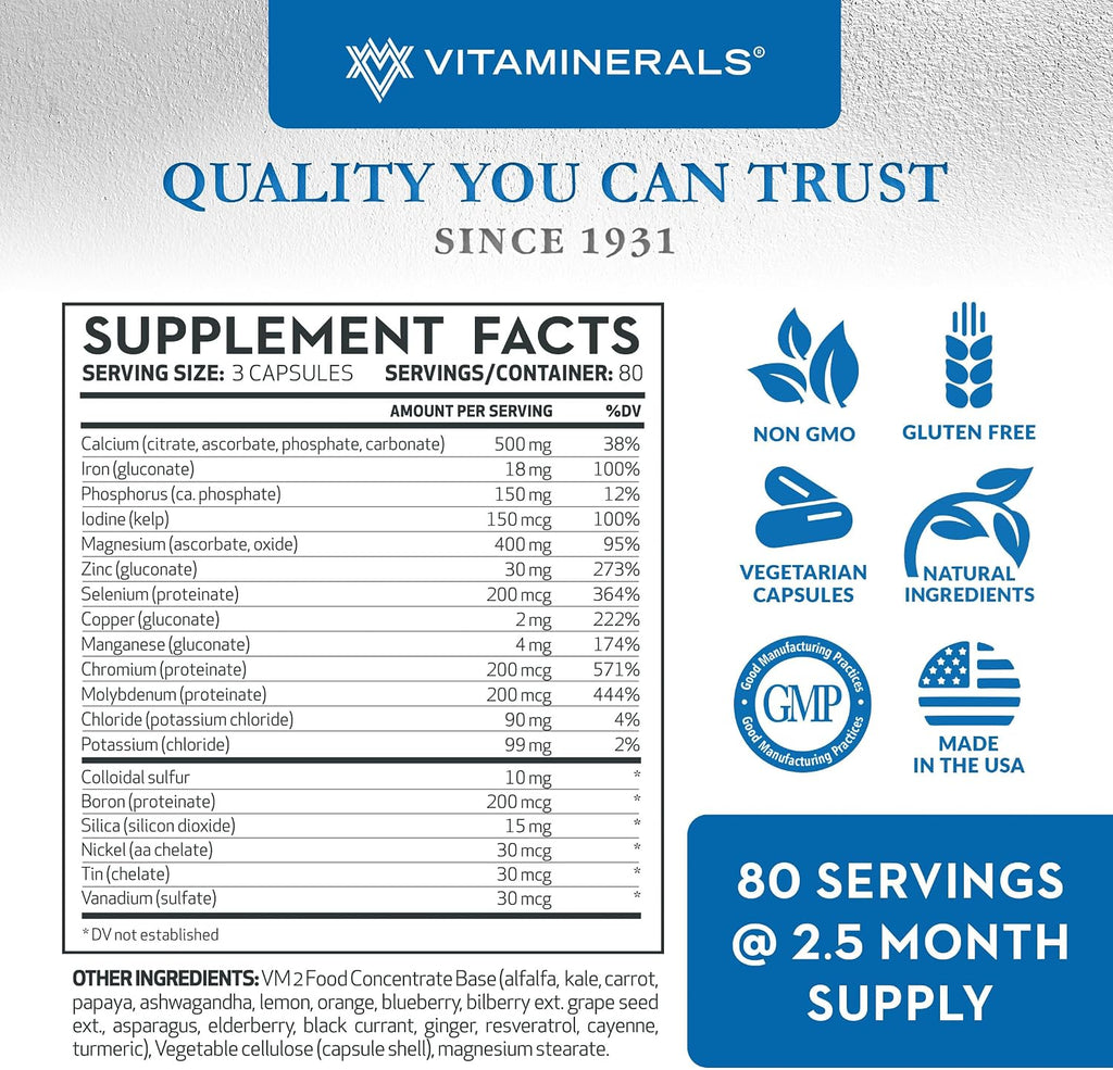 16 Polymineral Fórmula Mineral Completa 240 Cápsulas Vegetales