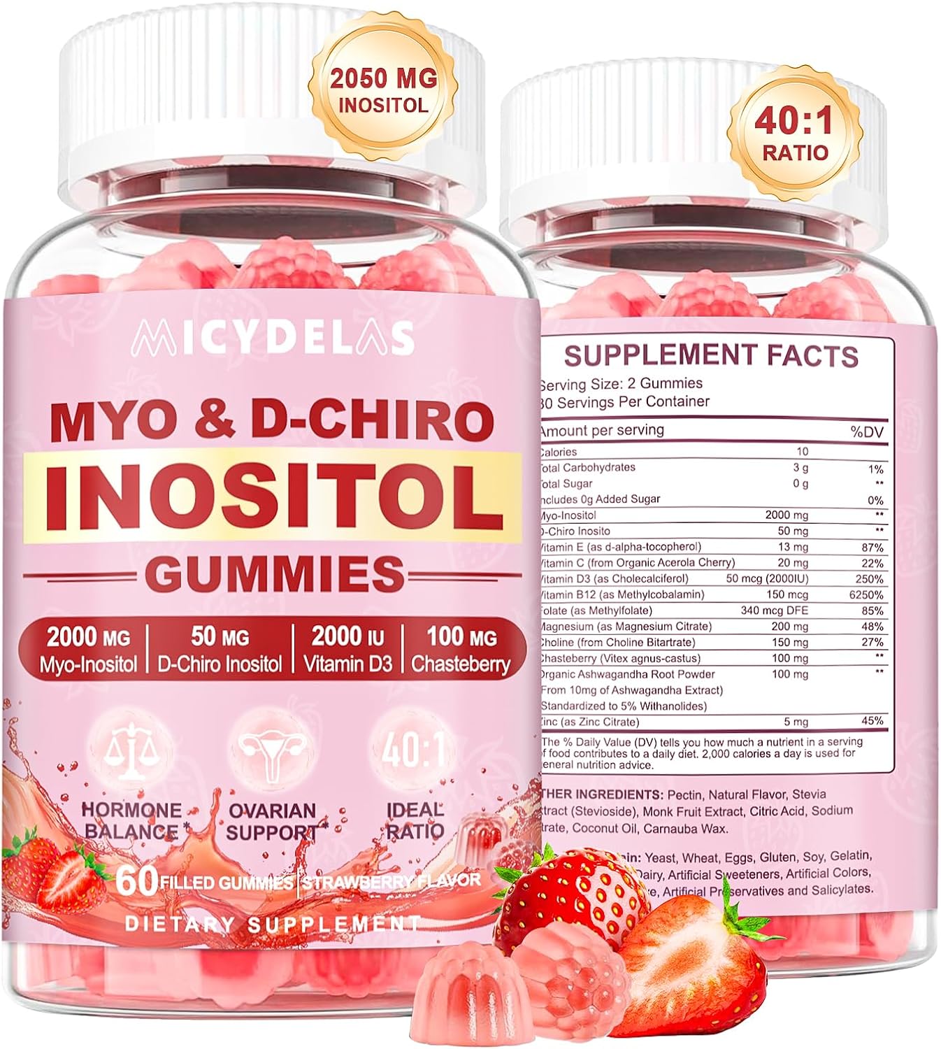 Myo-Inositol & D-Chiro Inositol Gummies 2000mg + 50mg | MICYDELAS