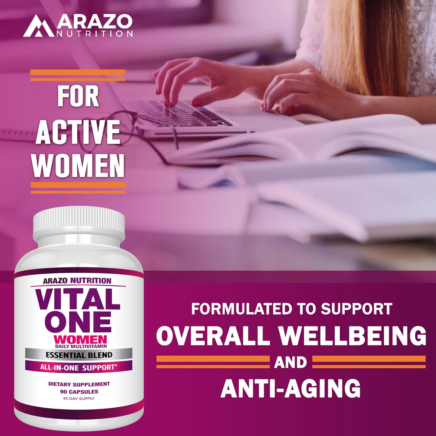 Arazo Nutrition Vital One Multivitamínico para Mujeres - 90 Cápsulas Veganas