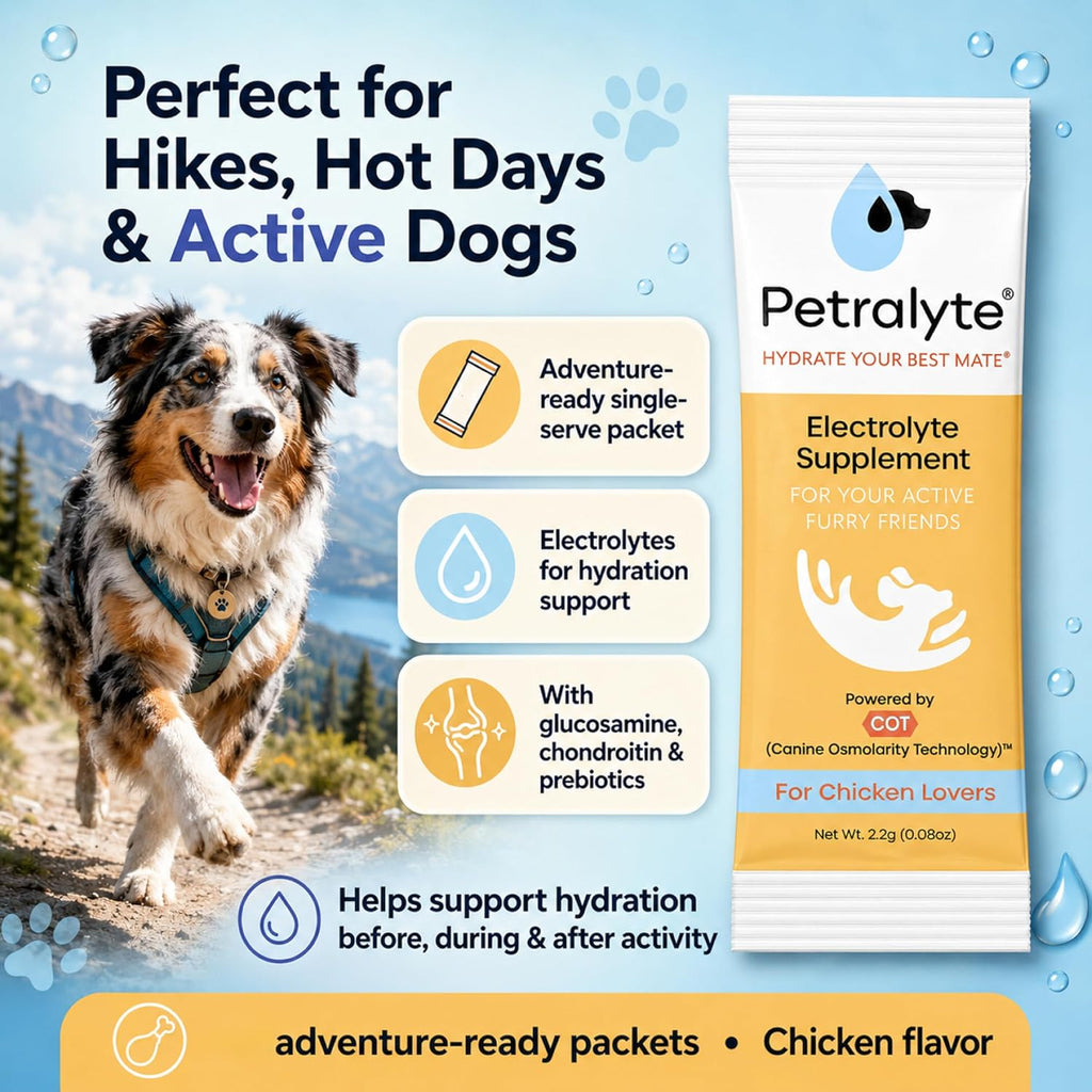 Petralyte Electrolitos y Suplemento Articular para Perros - 32 Paquetes Sabor Pollo