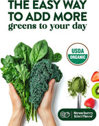Nature's Truth Organic Greens Powder - Polvo de Superalimentos Orgánicos con Enzimas Digestivas y Prebióticos, Sabor Fresa Kiwi, 146 g