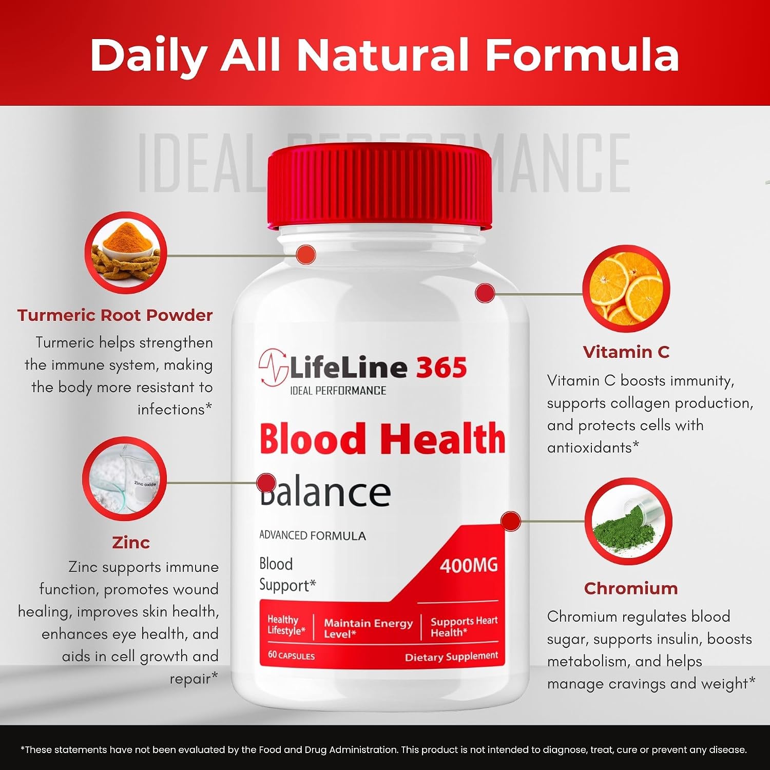 Lifeline 365 Advanced Blood Support Formula - 60 Cápsulas